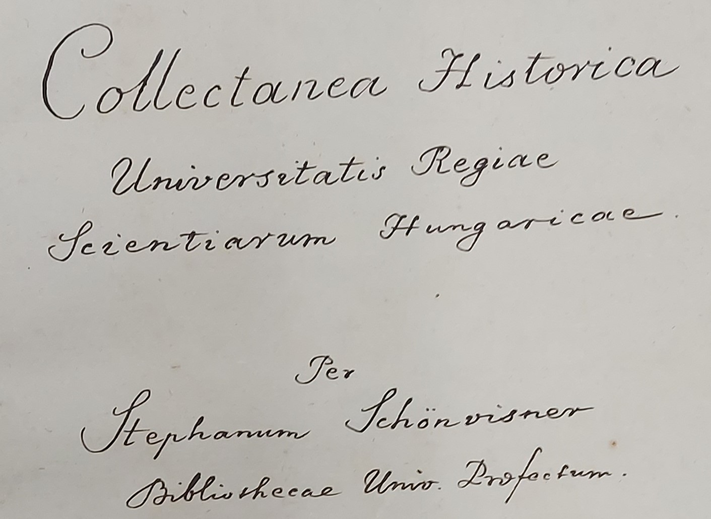 First page of Schönvisner István's university history manuscript