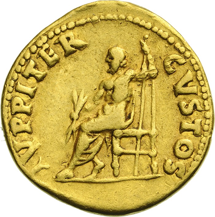 Néro császár arany pénzérméjének hátoldala