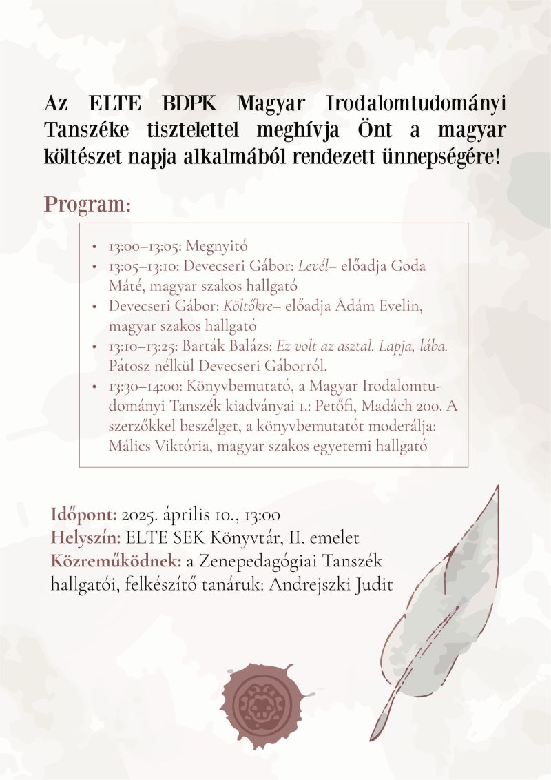 Program a Költészet Napján